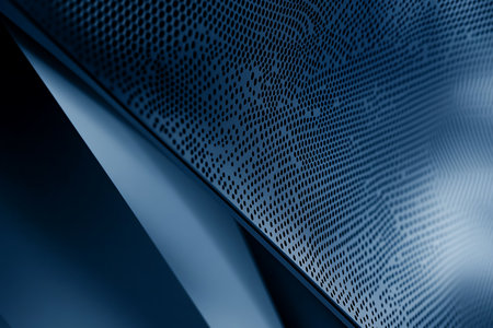 abstract blue background with metal grid, 3d render illustration.の素材