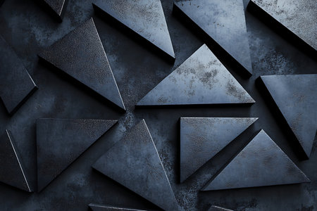 Grunge metal background with triangle shapes. 3d render illustrationの素材
