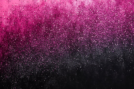 Pink and black glitter sparkles on black background. Abstract design.の素材
