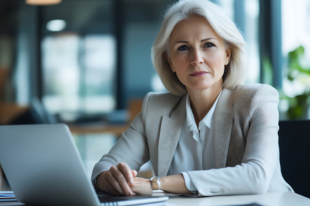 "Smiling Middle-Aged Woman in Headset Working Remotely | Friendly Customer Support Representative"の素材