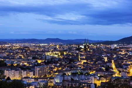 View on Clermont-Ferrand in France in the eveningの写真素材