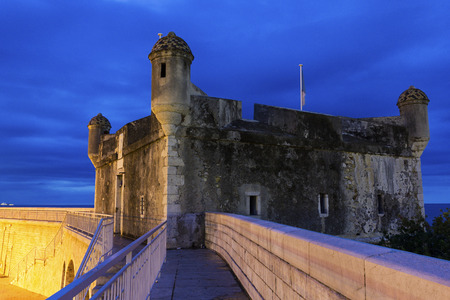 View on the castle in Menton in France during a morningのeditorial素材