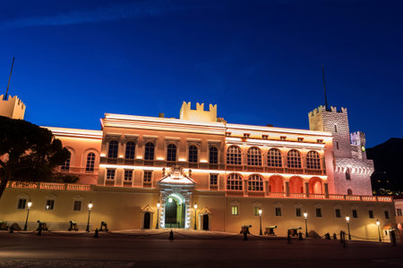 Prince's Palace of Monaco in the evening