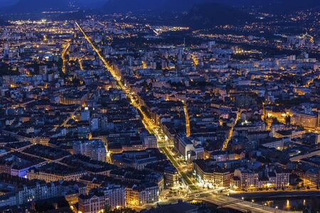 View on Grenoble in the evening, Franceの写真素材