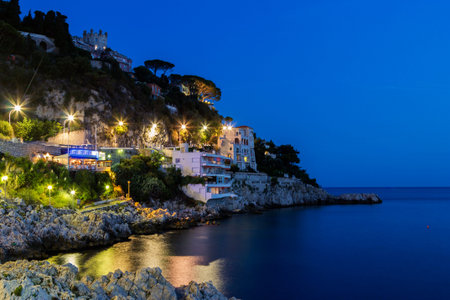 French Riviera coast in the eveningの写真素材