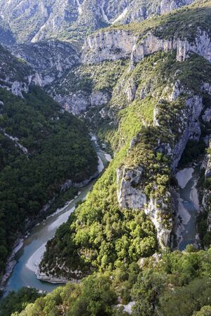 Verdon Gorge in France on a sunny dayの写真素材