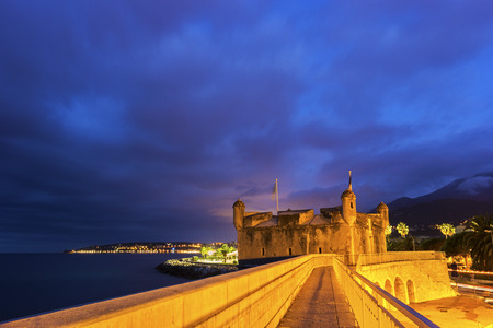 View on the castle in Menton in France during a morningのeditorial素材