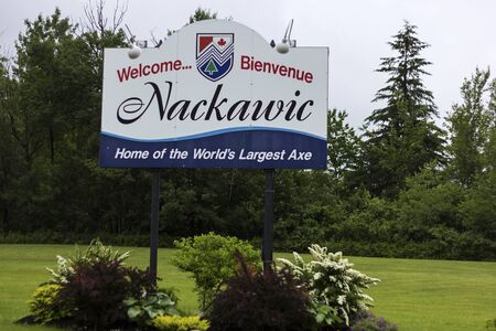 Nackawic welcome sign in Canadaのeditorial素材