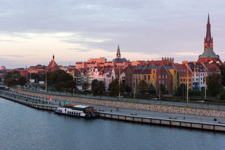 Skyline of Szczecin in Poland in the morning