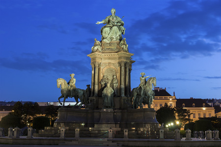 Maria-Theresien-Platz with a large statue depicting Empress Maria Theresa in Vienna in Austriaのeditorial素材