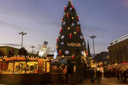 Christmas tree in Dortmund in Germany in the eveningのeditorial素材