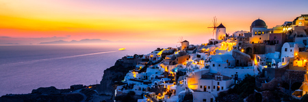 View of Oia the most beautiful village of Santorini island.の写真素材