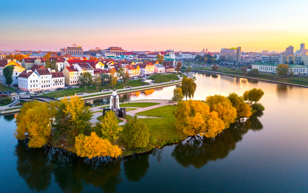 Aerial view of Nemiga, Minsk. Belarusの写真素材