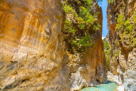 Passage of famous Samaria Gorge, Crete, Greeceの写真素材
