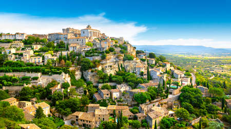 View of Gordes, a small medieval town in Provence, Franceの写真素材