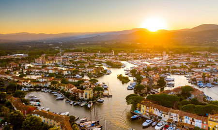 View Of Colorful Houses And Boats In Port Grimaud During Summer Day-Port Grimaud, France