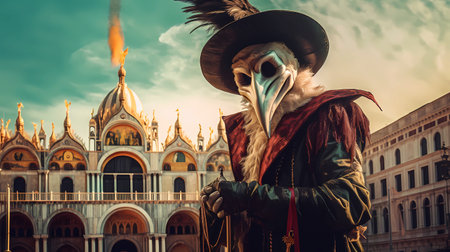 Illustration of the beautiful city of Venice. City of gondoliers, bridges, carnivals and love. Italyの素材