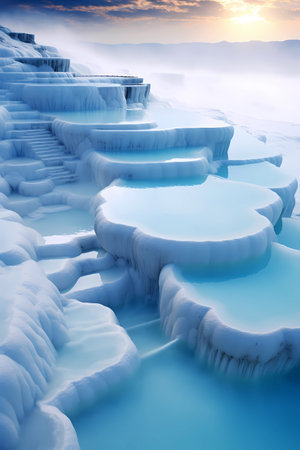 Illustration of beautiful view of Pamukkale, Turkey. High quality illustrationの写真素材