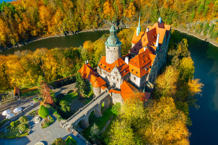 Beautiful Czocha Castle at sunny day in the village of Such, Lower Silesian voivodeship, Polandの写真素材