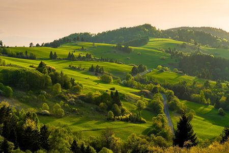 Mountain landscape in the Pieniny National Park at the foot of the Tatra Mountainsの写真素材