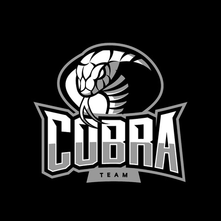 Furious cobra sport vector logo concept isolated on dark background. Web infographic military professional team pictogram. Premium quality wild snake t-shirt tee print illustration.のイラスト素材