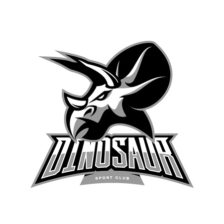 Furious dinosaur sport club vector logo concept isolated on white background. Modern team badge mascot design. Premium quality wild reptile t-shirt tee print illustration. Savage monster icon.のイラスト素材