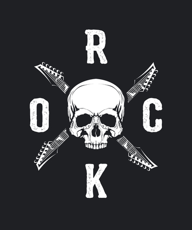 Vintage hard rock t-shirt logo isolated on dark background.のイラスト素材