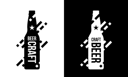 Modern craft beer drink vector isolated logo sign for bar, pub, brewery or brewhouse. Premium quality bottle logotype tee print badge illustration. Brewing fest fashion t-shirt emblem design set.のイラスト素材