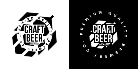 Modern craft beer drink isolated vector logo sign for brewery, pub, brewhouse or bar.のイラスト素材