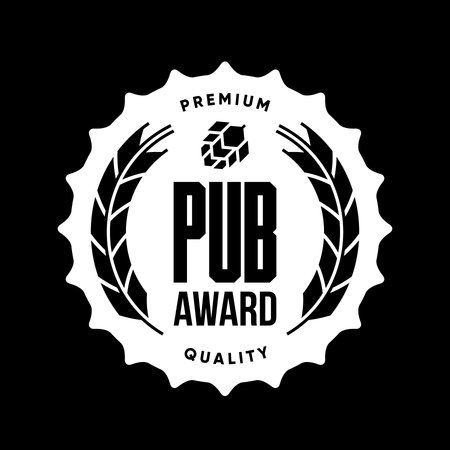 Modern craft beer drink vector logo sign for bar, pub, brewhouse or brewery isolated on black.のイラスト素材