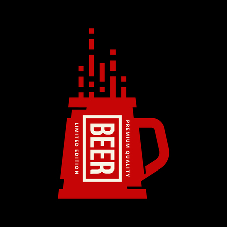 Modern craft beer drink vector logo sign for bar, pub, store, brewhouse or brewery isolated on black backgroundのイラスト素材