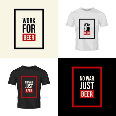 Modern craft beer drink vector logo sign for bar, pub, store, brewhouse or brewery isolated on t-shirt mock up.のイラスト素材