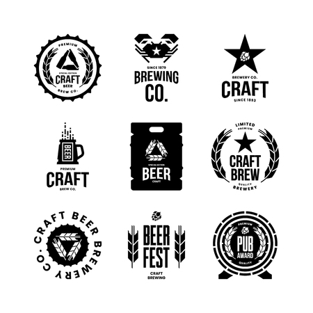 Modern craft beer drink isolated vector logo sign for bar, pub, store, brewhouse or brewery.のイラスト素材