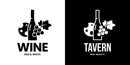 Modern wine vector isolated logo sign for pub, tavern, restaurant, house, shop, store, club and cellar. Premium quality vinery logotype illustration set. Fashion brand badge design template bundle.のイラスト素材