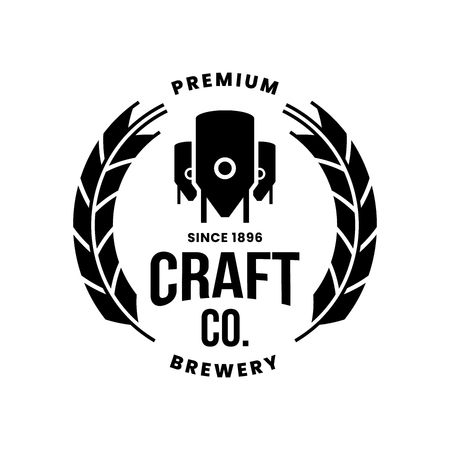 Modern craft beer drink vector logo sign for bar, pub, store, shop, brewhouse, brewery isolated on white background. Premium round logotype emblem illustration. Brewing fest t-shirt badge design.のイラスト素材