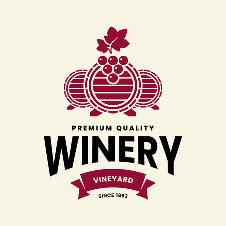 Modern wine vector logo sign for tavern, restaurant, house, shop, store, club and cellar isolated on light background. Premium quality vinery logotype illustration. Fashion brand badge design template.のイラスト素材