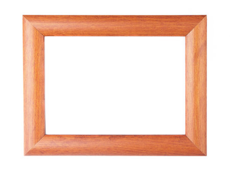 Blank wood picture frame on white background 