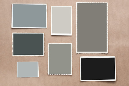 Set old, blank picture on gray cardboard background