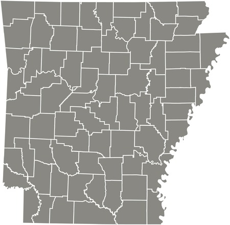 Arkansas county map  vector outline in gray colorのイラスト素材