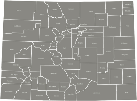 Colorado county map  vector outline in gray colorのイラスト素材