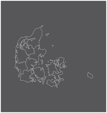 Denmark map outline with borders of provinces or statesのイラスト素材