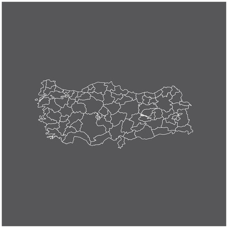 Turkey map outline vector with borders of provinces or statesのイラスト素材