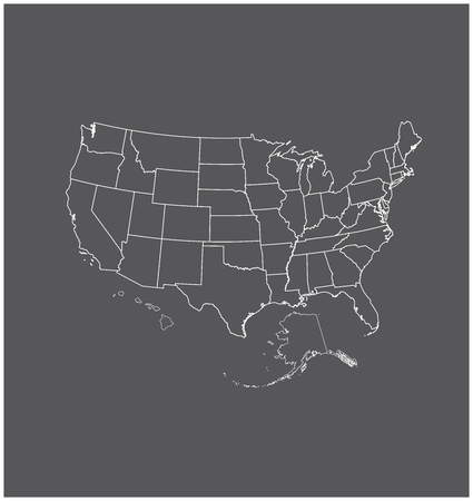 United States  map outline vector with borders of provinces or statesのイラスト素材
