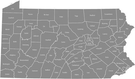 Pennsylvania county mapのイラスト素材