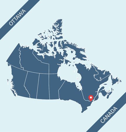 Map of Canada with capital location Ottawaのイラスト素材