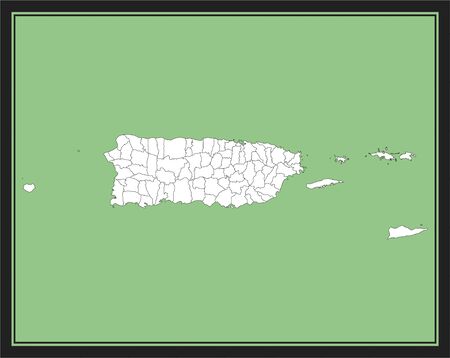 County map of Puerto Rico vector outlineのイラスト素材