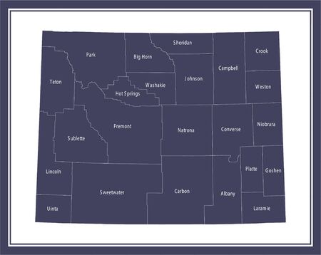 Wyoming county map downloadableのイラスト素材