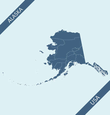 County map of Alaska USAのイラスト素材
