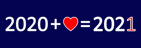 Happy New Year 2021 background of love with a mathematical equation