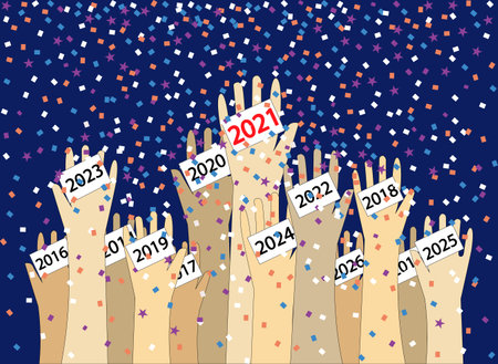 New Year celebration with diversity friendship love unity success conceptsのイラスト素材